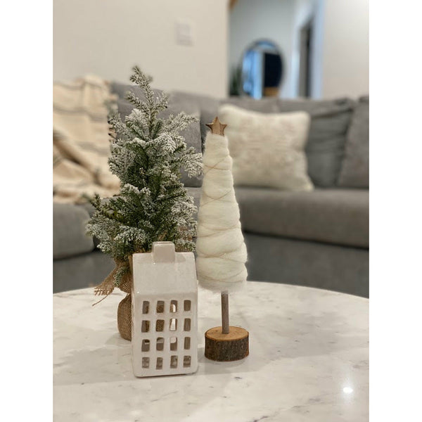 CERAMIC HOUSE CANDLE HOLDER