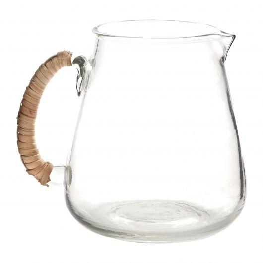 GLASS PITCHER W. WRAPPED HANDLE